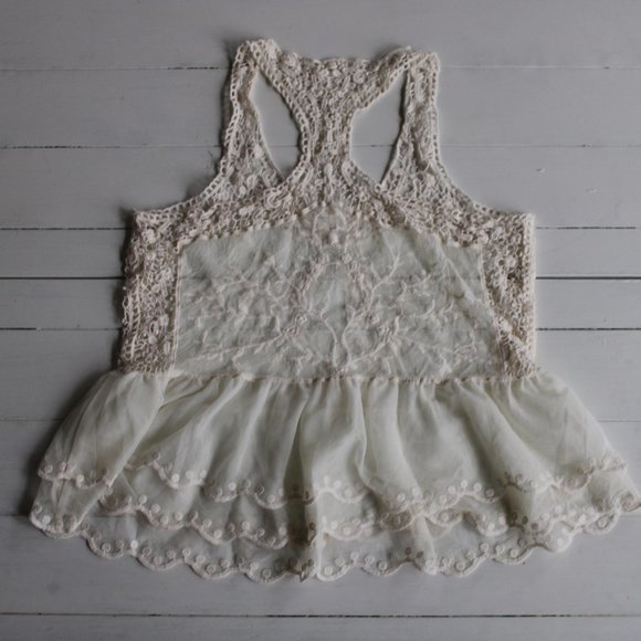 White Bohemian Sheer Lace Tank Top - Picture 6 of 6